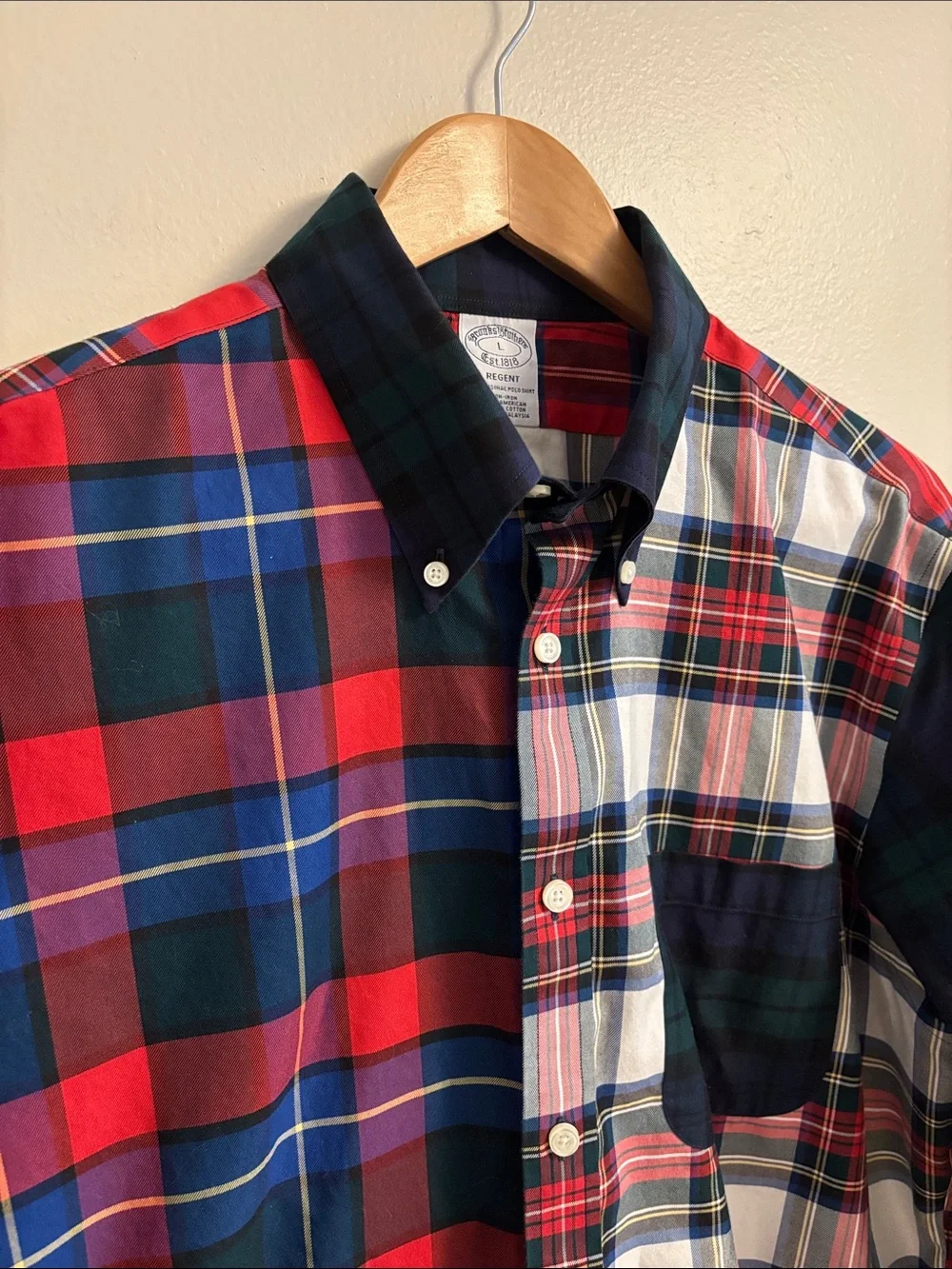 Brooks Brothers Multicolor Plaid Patchwork Button-Down Shirt - Picture 3 of 11